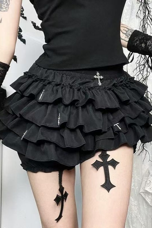 Halloween Punk Gothic Ruffled Skirt with Ballerina Skirt