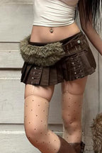 Y2K Low Rise Pleated Mini Skirt
