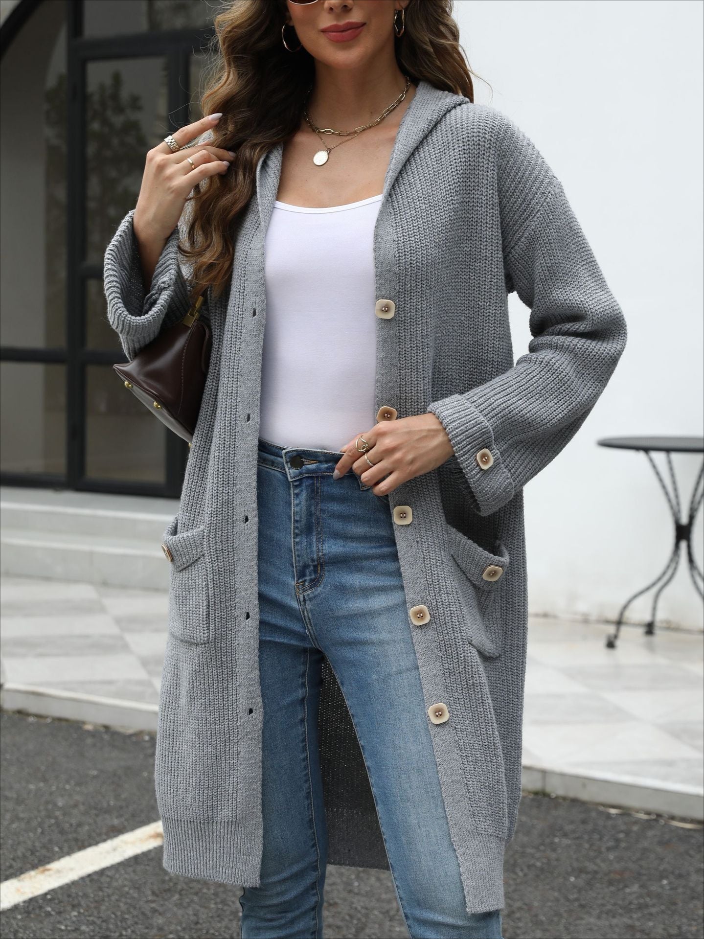 V-Neck Loose Knit Cardigan