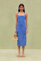 Elegant Knitted Sleeveless Floral Dress