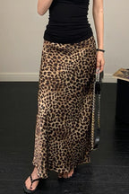 Asymmetric Leopard Print Maxi Skirt