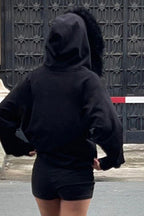 Fuzzy Colorblock Zip Up Hoodie