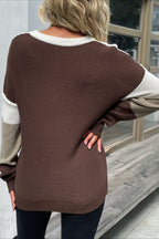 Casual Leopard Contrast Sleeve Sweater