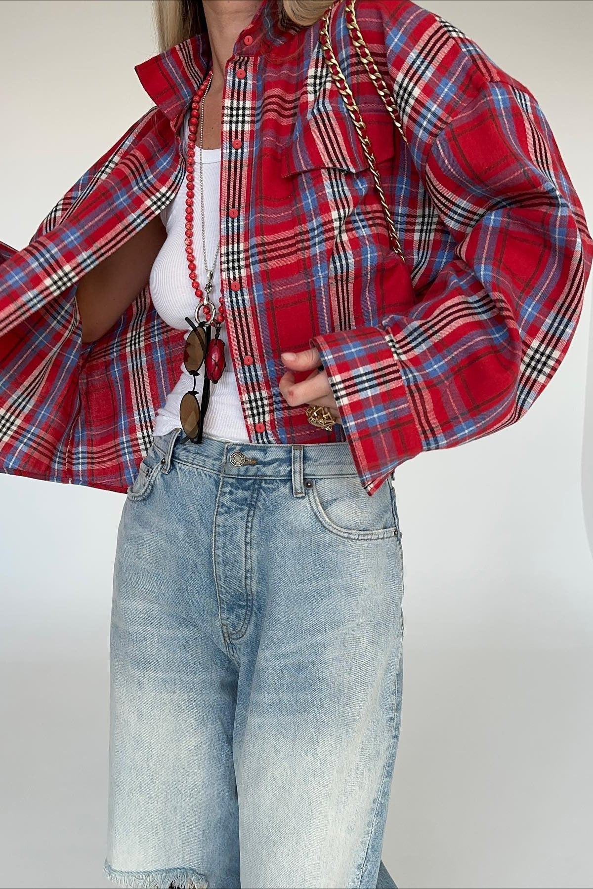 Vintage Plaid Long Sleeve Jacket