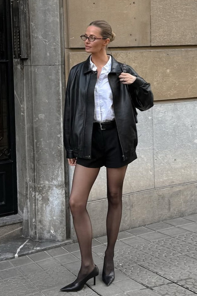 Retro Black Leather Moto Jacket