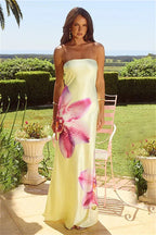 Strapless Backless Maxi Floral Dress