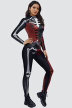 Halloween Skeleton Long Sleeve Jumpsuit Two Pieces Set