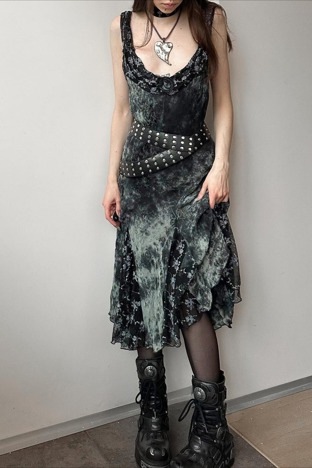 Vintage Gothic Ombre Floral Maxi Dress