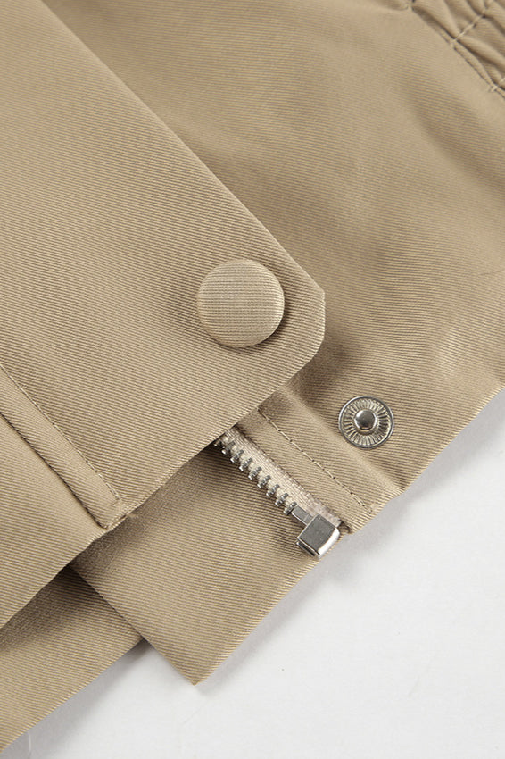 Khaki Biker Loose Fit Coat