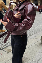 Burgundy Vintage Moto Coat