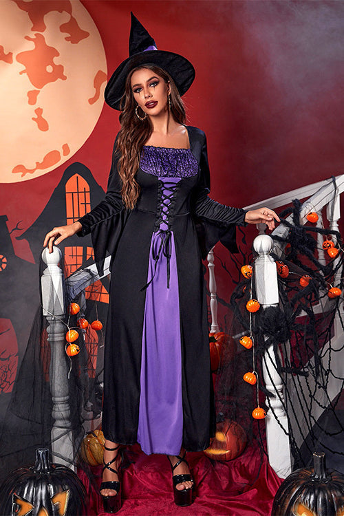 Halloween Purple Witch Cosplay Maxi Dress