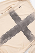Cross Print Asymmetrical T-Shirt