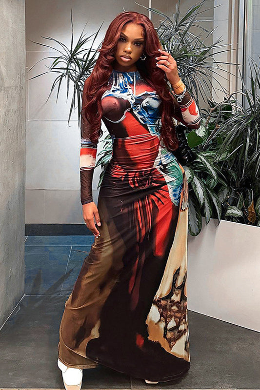 Sexy Street Style Floral Print Bodycon Maxi Dress