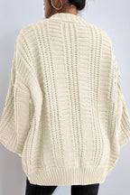 V-Neck Vintage Cable Knit Balloon Sleeve Cardigan