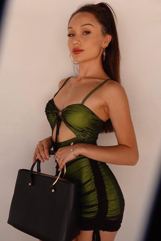 Mesh Bodycon Strap Party Mini Dress