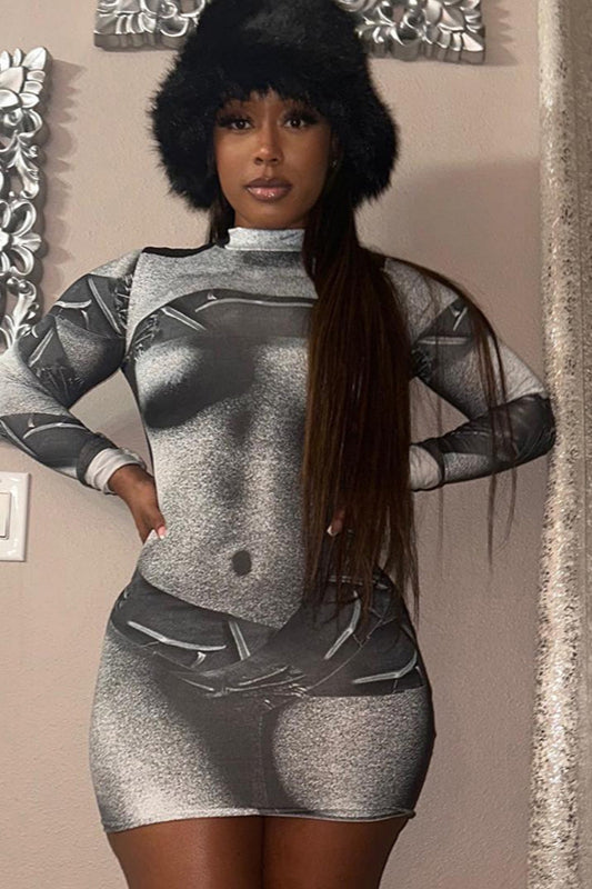 Spring Summer 3D Print Mini Dress