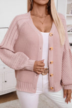 Solid Button Knit Cardigan