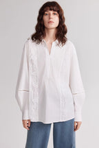 French Style White Lace Embroidered Loose Blouse