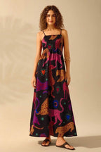 Tropical Floral Ruffle Beach Boho Dress