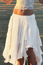 Ruffled Asymmetrical Midi Skirt