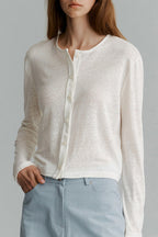 Solid Color Buttoned Knit Cardigan