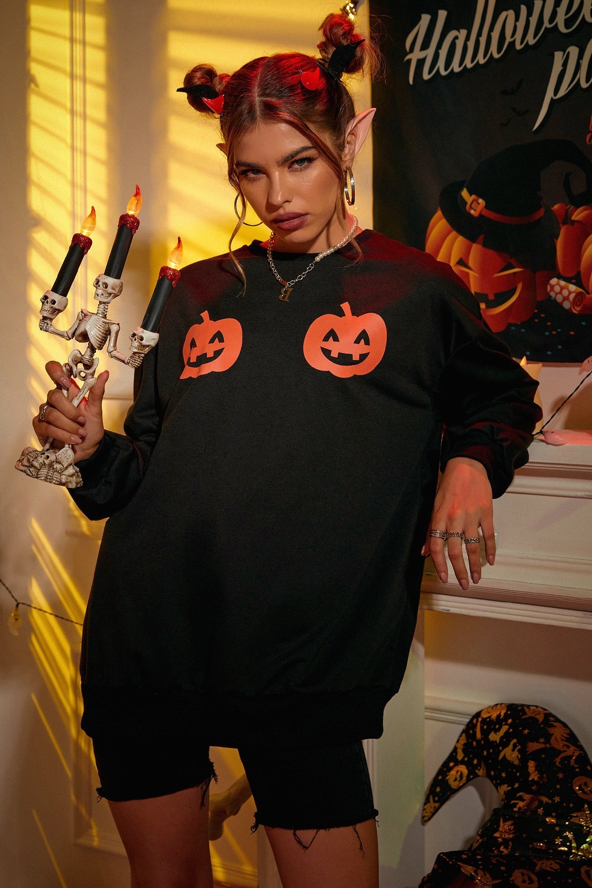 Halloween Graphic Print Hoodie