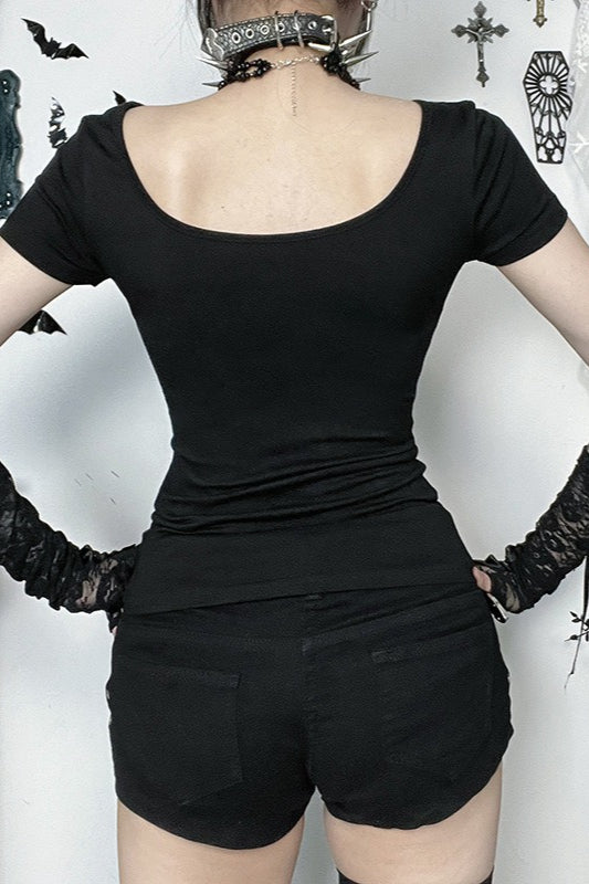 Gothic Bone Chain Buckle T-Shirt