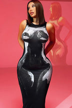 Sexy Floral Print Bodycon Maxi Dress