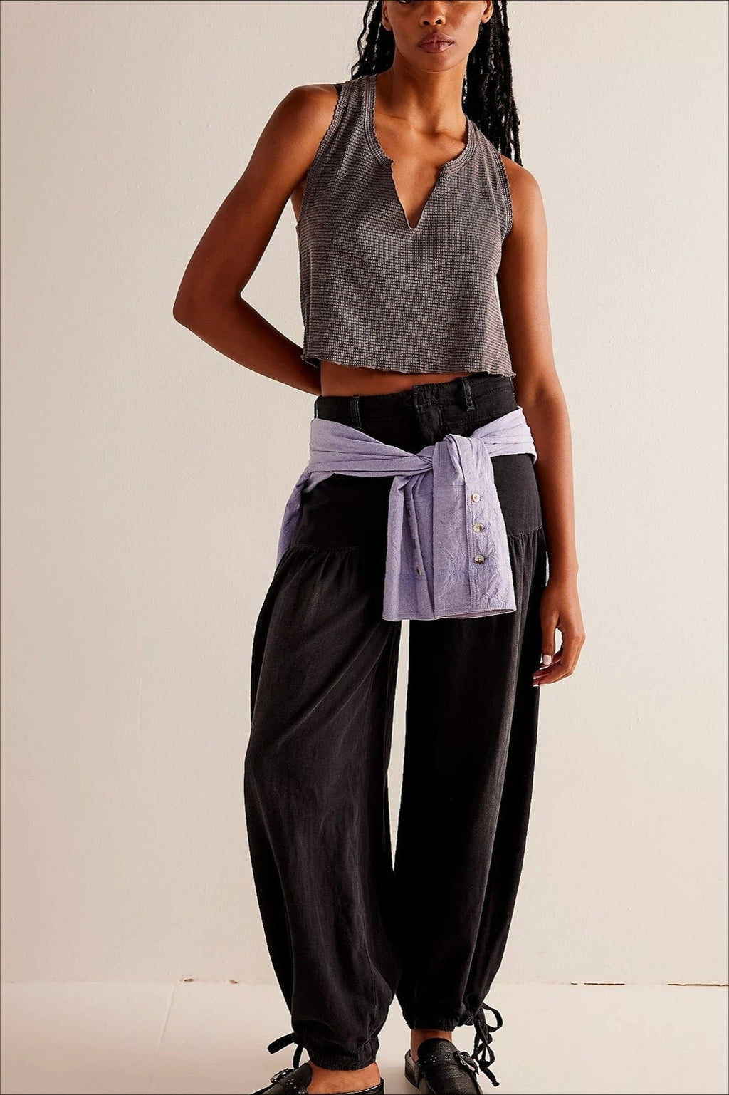 Ruched Mid Rise Wide Leg Jeans