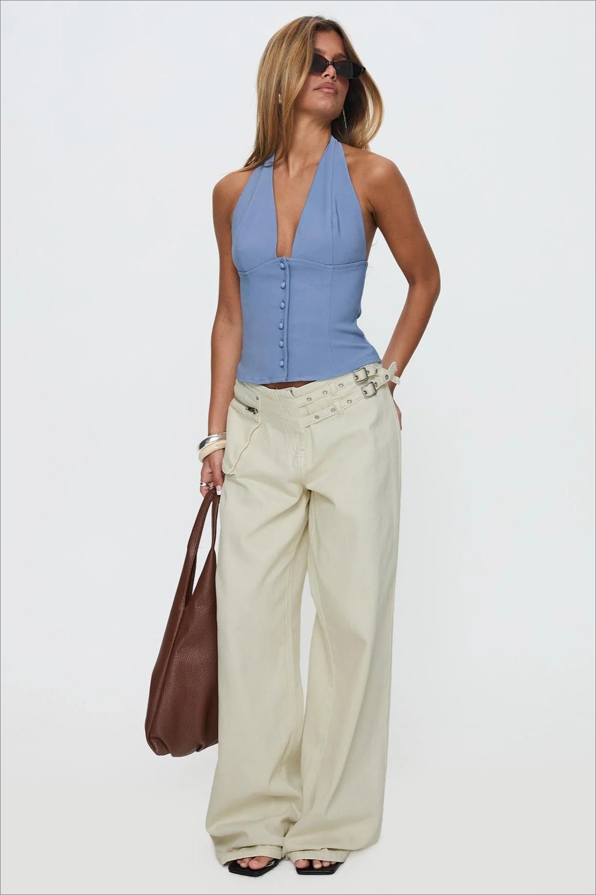 Adjustable Waist Side Pocket Loose Fit Jeans