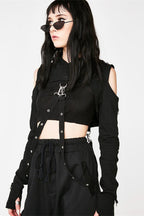 Punk Mesh Crop Hoodie