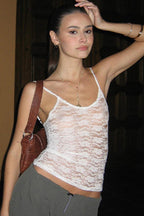 Sexy Lace Trimmed Cami Knit Top