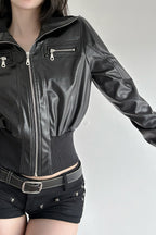 Vintage Waist Cinch Leather Jacket