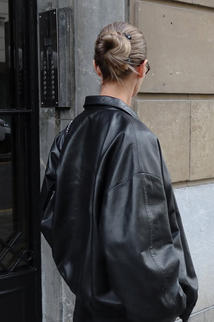 Retro Black Leather Moto Jacket