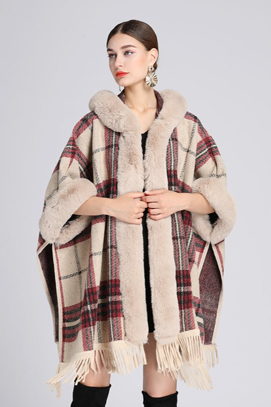 Plus Size Hooded Wool Cape Coat