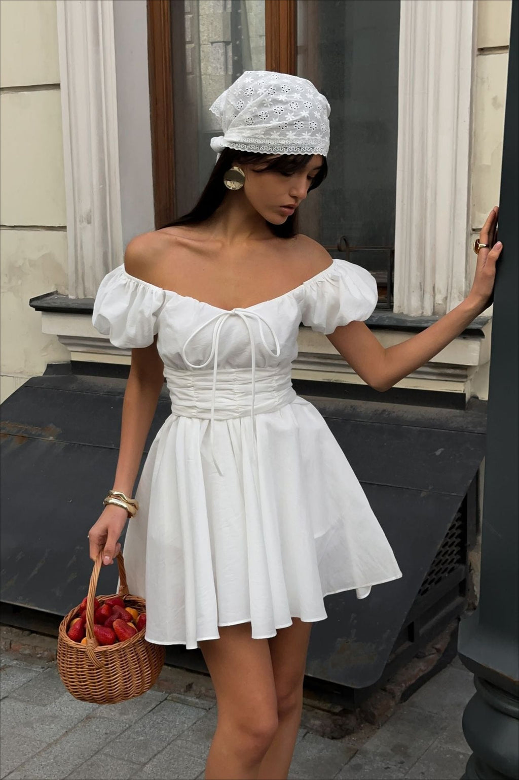 Sweet White Off Shoulder A-Line Boho Dress
