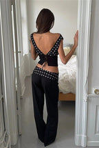 High Waist Slim Printed Casual Pants