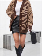 Plus Size Leopard Knit Cardigan