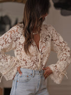 Lace Hollow Out Casual Blouse