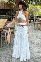 Lace Ruched A-Line Skirt