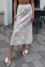 Appliqué Flower Bodycon Maxi Skirt