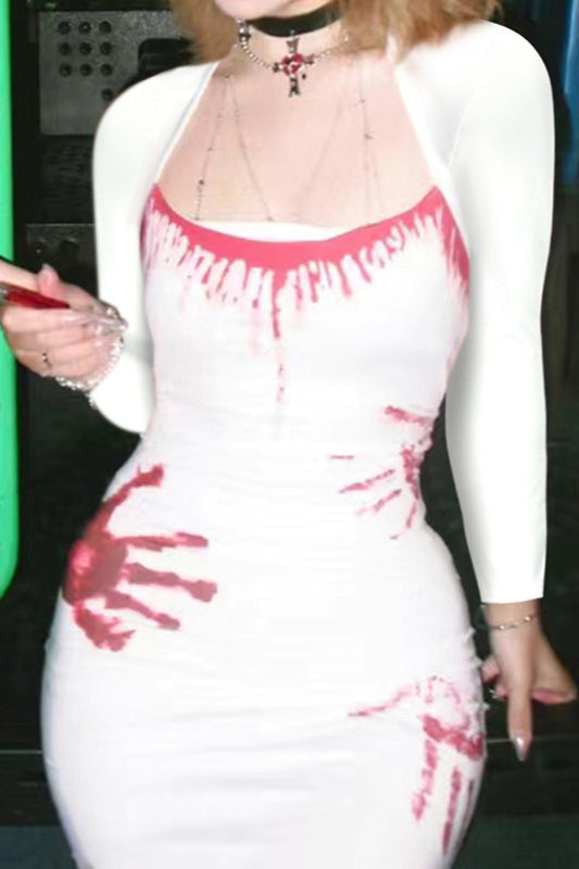 Slim Fit Halter Graphic Mini Dress