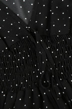 Polka Dot Sheer V-Neck Slim Fit Crop Top