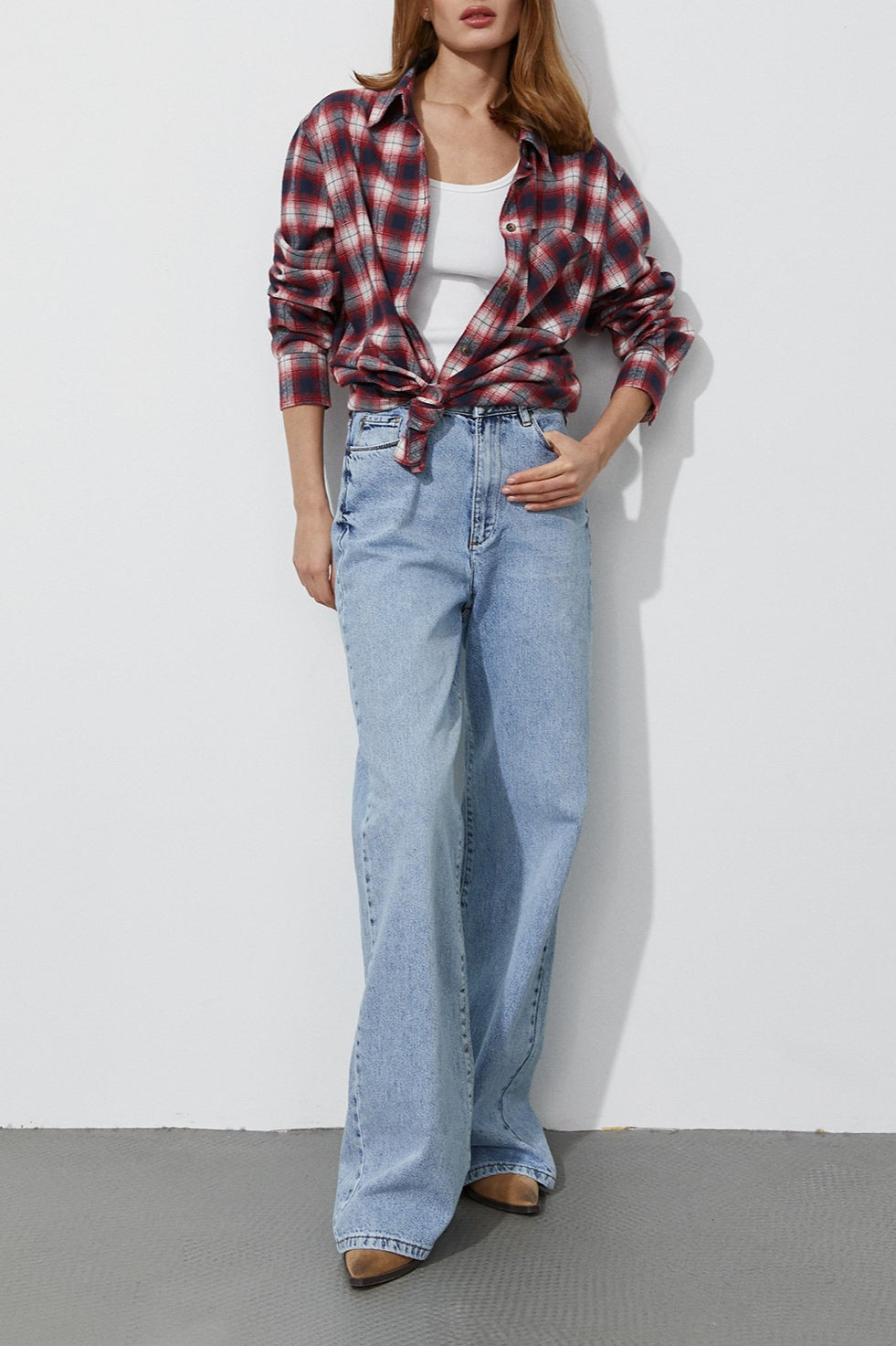 Cotton Plaid Oversized Shirt  Blouse