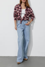 Cotton Plaid Oversized Shirt  Blouse