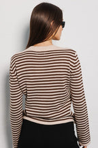 Ribbed Colorblock Striped Knit Sweater