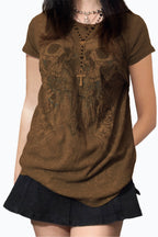 Halloween Skull Print T-Shirt