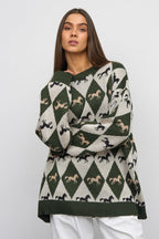 Long Sleeve Colorblock Knit Sweater