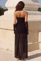 Strapless Spliced Bodycon Boho Dress