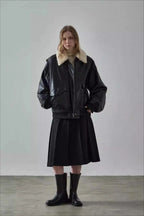 Spring Oversized Faux Leather Coat